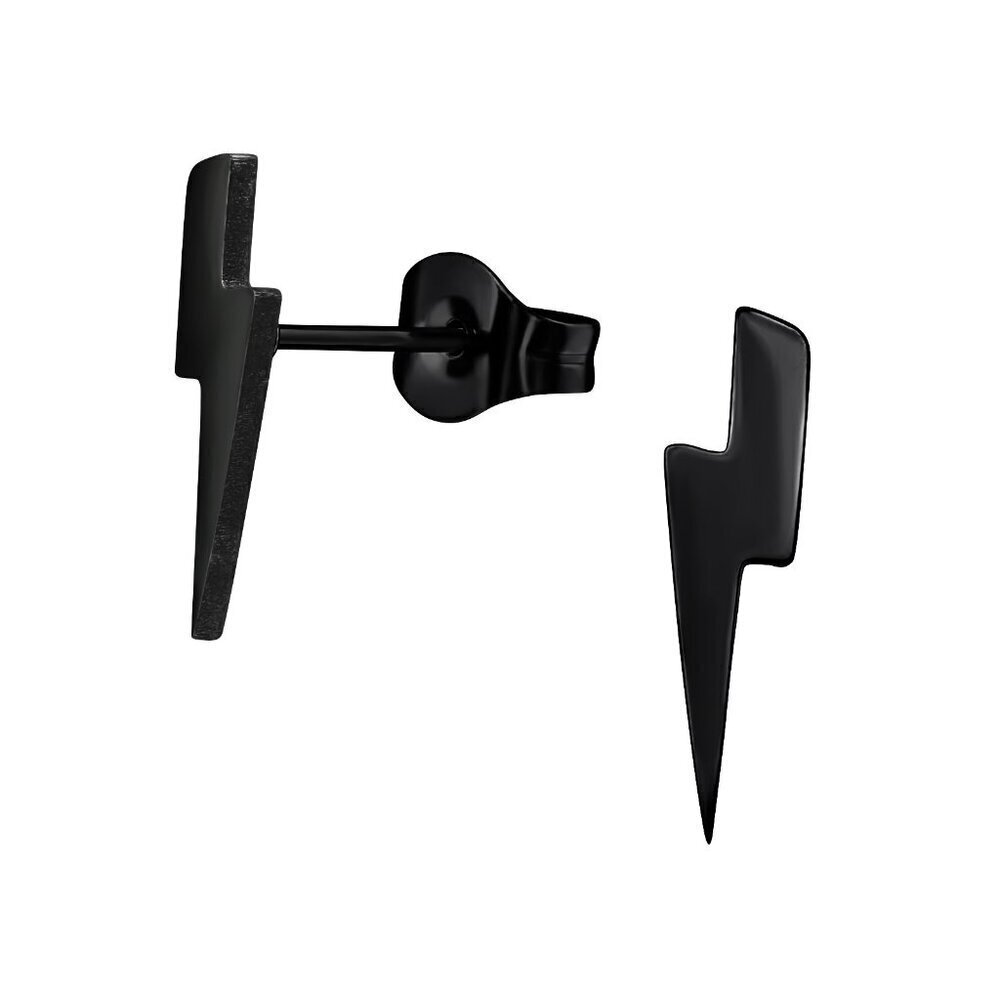 Black Lightning Bolt Studs – Stainless Steel Earrings 13mm
